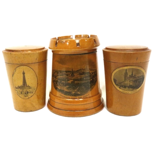 395 - Three Mauchline Ware items, largest H: 80 mm. P&P Group 1 (£14+VAT for the first lot and £1+VAT for ... 