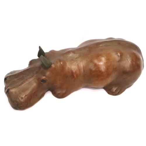 397 - Leather hippopotamus, L: 35 cm. P&P Group 3 (£25+VAT for the first lot and £5+VAT for subsequent lot... 