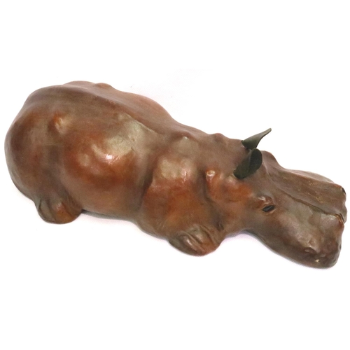 397 - Leather hippopotamus, L: 35 cm. P&P Group 3 (£25+VAT for the first lot and £5+VAT for subsequent lot... 