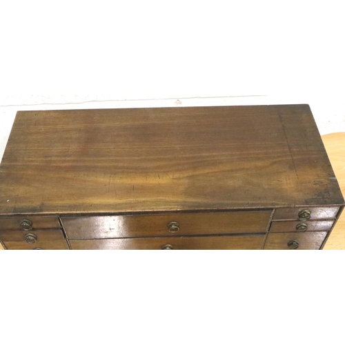 402 - Mahogany ten drawer unusual chest, 62 x 26 x 17 cm H. Not available for in-house P&P