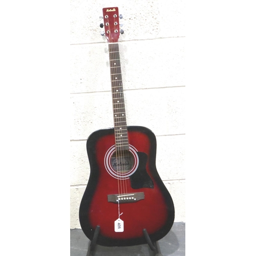 406 - Kolonie acoustic guitar in red and black. P&P Group 3 (£25+VAT for the first lot and £5+VAT for subs... 