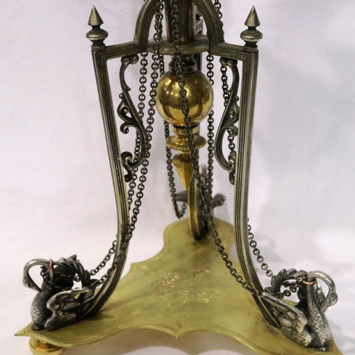 411 - Ornate brass mantel clock, requires attention, H: 41 cm, not working at lotting. Not available for i... 