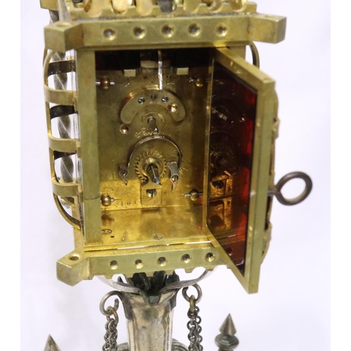 411 - Ornate brass mantel clock, requires attention, H: 41 cm, not working at lotting. Not available for i... 