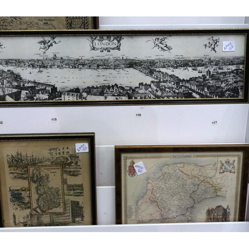 425 - A collection of reprint antiquarian maps, including Saxtons Lancashire etc (8). P&P Group 2 (£18+VAT... 