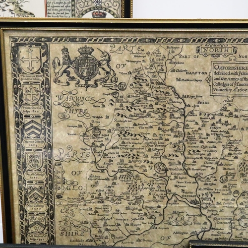 425 - A collection of reprint antiquarian maps, including Saxtons Lancashire etc (8). P&P Group 2 (£18+VAT... 