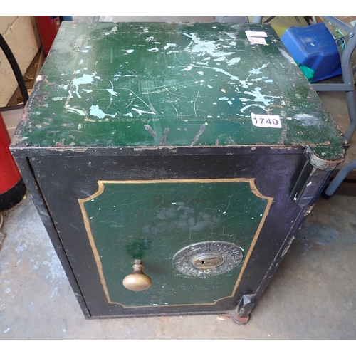 1740 - Price and Sedgley steel safe, 35 x 30 x 55 cm H, one key present. Not available for in-house P&P