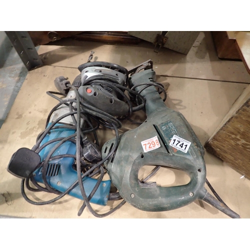 1741 - Bosch PFZ 6VOE saw, Makita 8419B-2 power drill and detail sander. Not available for in-house P&P