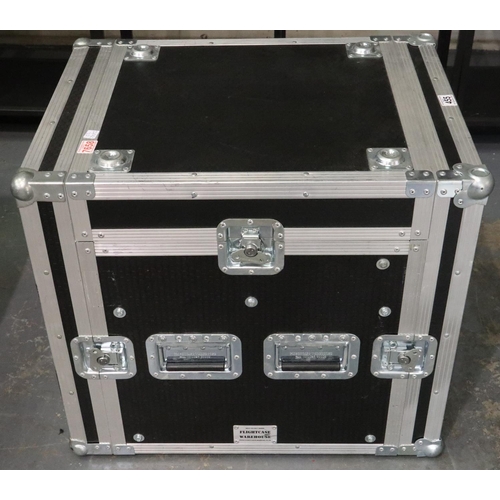 455 - Rack mounting 19 inch flight case with pop up mixer rack. Not available for in-house P&P