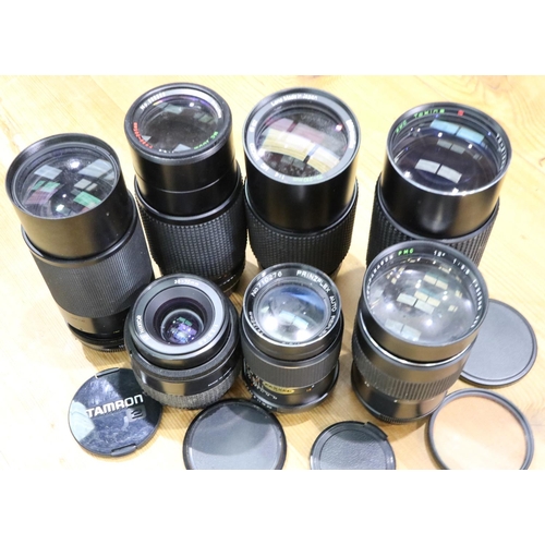 469 - Seven camera lenses including Nikon AF nikkor 35-70 mm 1:3.3-4.5. P&P Group 2 (£18+VAT for the first... 