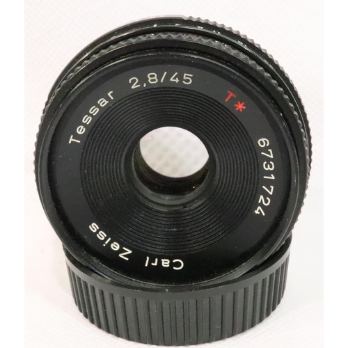 476 - Carl Zeiss Tessar 2.8/45 TX with Yashica mount. Some dust to edges, no fungus visible. P&P Group 2 (... 