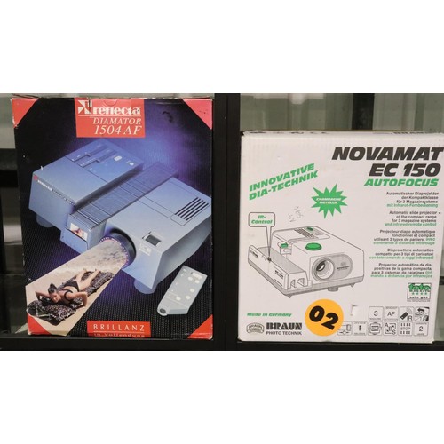 458 - New old stock Reflecta 1504 AF slide projector and Novamat EC 150 slide projector, boxed. P&P Group ... 