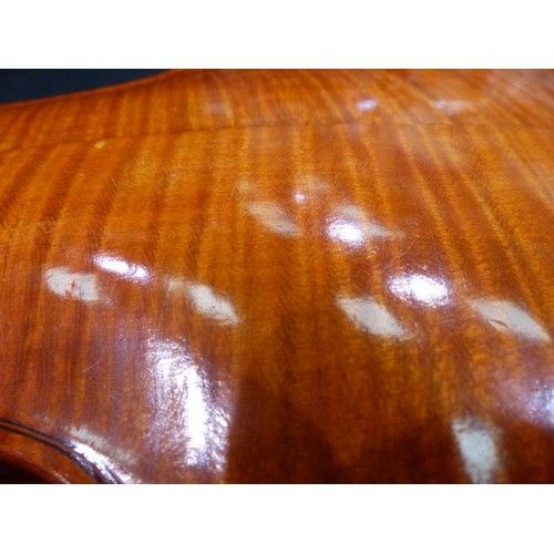 408 - Walter H Mayson two piece back violin, label inside reads Walter H Mayson Manchester pro velones 189... 