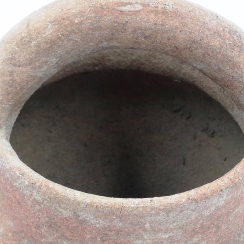 3062 - A Han Dynasty terracotta vessel, with short spout having straining holes and integral handle, D: 19 ... 