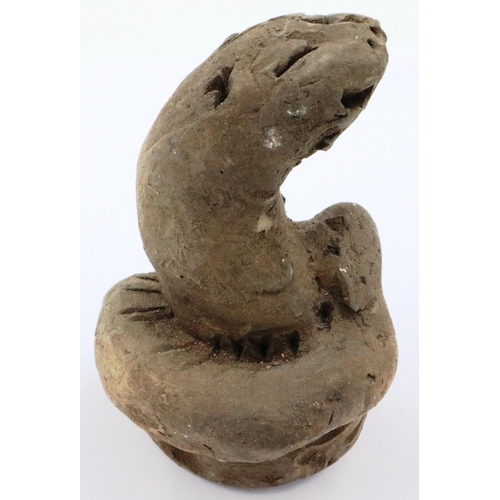 3063 - A Han Dynasty zoomorphic figure of a snake, H: 10 cm. P&P Group 2 (£18+VAT for the first lot and £3+... 