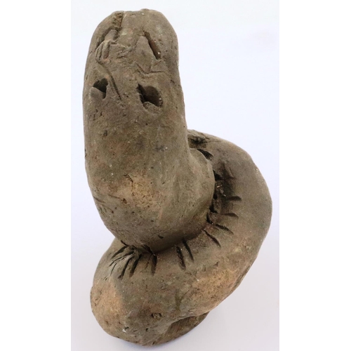 3063 - A Han Dynasty zoomorphic figure of a snake, H: 10 cm. P&P Group 2 (£18+VAT for the first lot and £3+... 