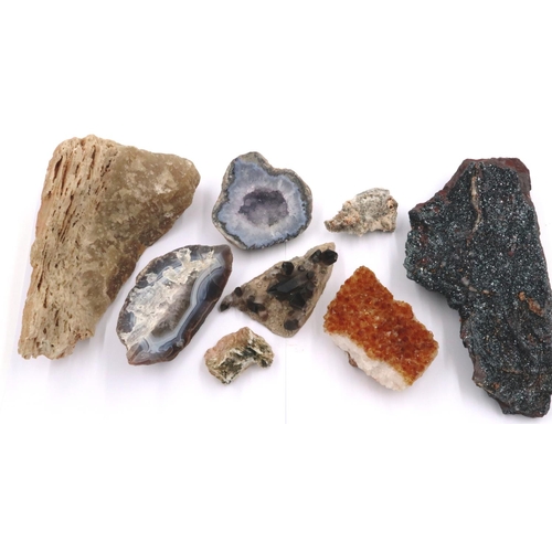 3068 - A collection of geological samples, each naturalistic and including Agate (8). P&P Group 2 (£18+VAT ... 