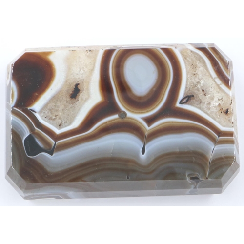 3079 - A large laced and heavily banded manao brown agate block, 13 x 8 x 3.5 cm H. One small chip to the b... 