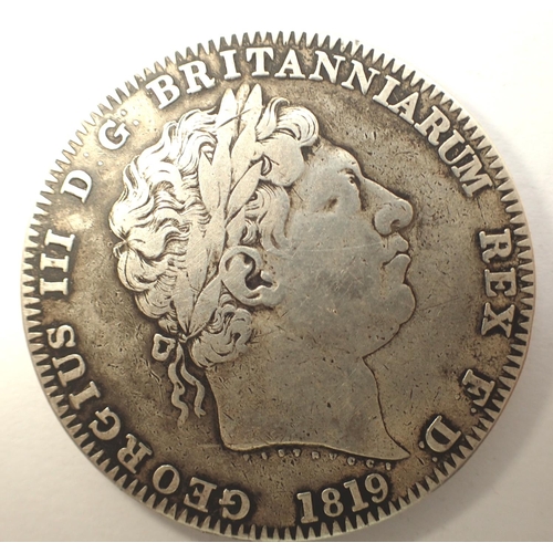 3060 - 1819 silver crown of George III. P&P Group 0 (£5+VAT for the first lot and £1+VAT for subsequent lot... 