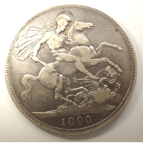 3062 - 1890 Queen Victoria silver crown. P&P Group 0 (£5+VAT for the first lot and £1+VAT for subsequent lo... 