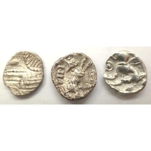 3083 - Circa 100BC - 3 Pritani Celtic Silver units to include Geometric, Eppaticus and Iceni types. P&P Gro... 