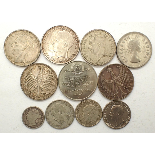 3092 - Eleven world silver coins, combined 98g. P&P Group 0 (£5+VAT for the first lot and £1+VAT for subseq... 