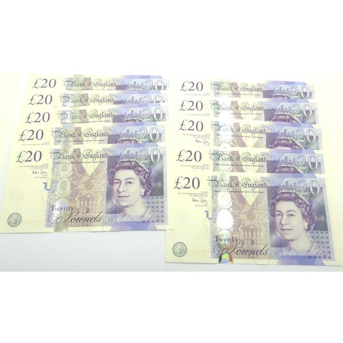 3097 - Ten uncirculated sequential £20 notes  DD04988182 - DD04988191. P&P Group 0 (£5+VAT for the first lo... 