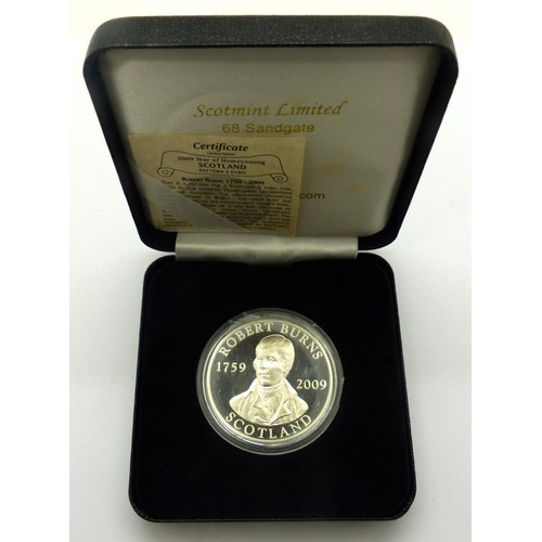 3098 - 925 silver proof cased Robert Burns 5 Euro commemorative, 22g. P&P Group 0 (£5+VAT for the first lot... 