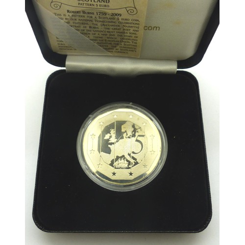 3098 - 925 silver proof cased Robert Burns 5 Euro commemorative, 22g. P&P Group 0 (£5+VAT for the first lot... 