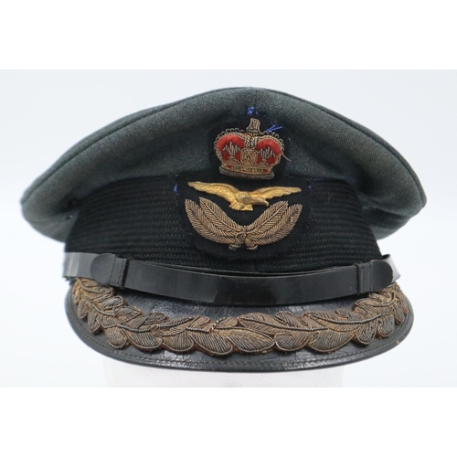 2030 - RAF Wing Commanders uniform tunic, trousers and cap, formally of H. King OBE with ribbon bars, some ... 