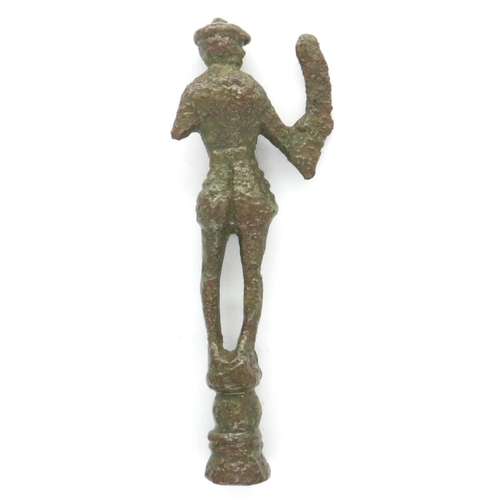 106 - 19th century bronze pipe tamper with Highlander design, H: 58 mm. P&P Group 0 (£5+VAT for the first ... 