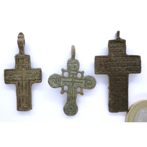 114I - Crusades three Pilgrim talismans/crosses, early Christian devices, largest L: 40 mm. P&P Group 0 (£5... 