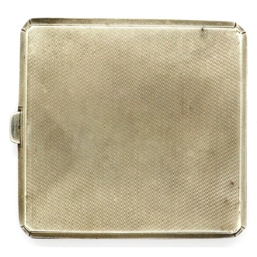 140 - Hallmarked silver cigarette case with engraving, Birmingham assay, 100g. P&P Group 1 (£14+VAT for th... 