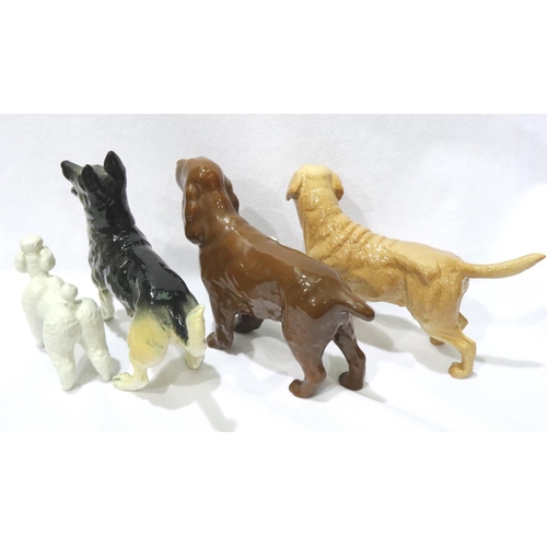 160 - Four Beswick dogs, largest H: 15 cm. No chips, cracks or visible restoration. P&P Group 2 (£18+VAT f... 