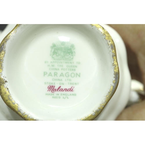 163 - Paragon Malandi pattern floral and gilt tea set. (20) No chips, cracks or visible restoration. P&P G... 