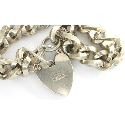 19 - Hallmarked silver bracelet with padlock clasp, Birmingham assay, L: 20 cm, 34g. P&P Group 1 (£14+VAT... 