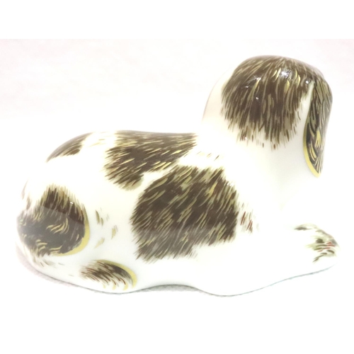 192 - Royal Crown Derby Collectors Guild dog, Scruff, with gold stopper, L: 10 cm. No chips, cracks or vis... 