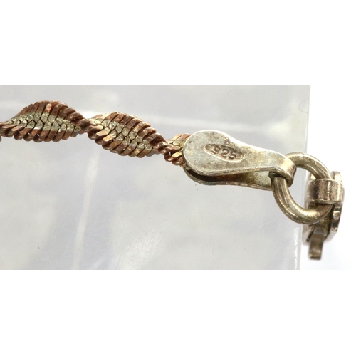 30 - 925 silver rope design bracelet, L: 19 cm, 2.0g and a hallmarked silver ingot pendant, Birmingham as... 