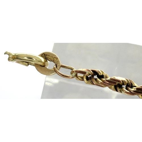 32 - 9ct gold rope chain bracelet, L: 20 cm, 4.6g. P&P Group 1 (£14+VAT for the first lot and £1+VAT for ... 