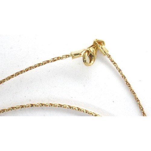 34 - 9ct gold fine chain double wrap bracelet with beads, L: 44 cm, 1.3g. P&P Group 1 (£14+VAT for the fi... 