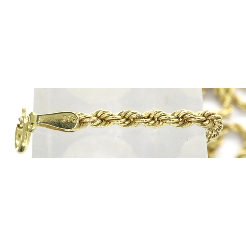36 - 9ct gold fine rope neck chain, L: 35 cm, 1.8g. P&P Group 1 (£14+VAT for the first lot and £1+VAT for... 