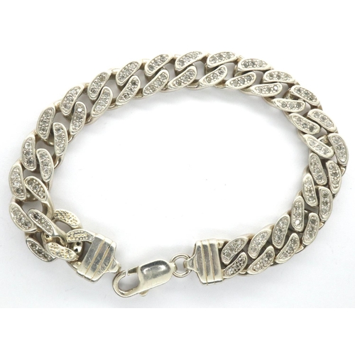 48 - 925 silver stone set bracelet, L: 22 cm, 33g. P&P Group 1 (£14+VAT for the first lot and £1+VAT for ... 