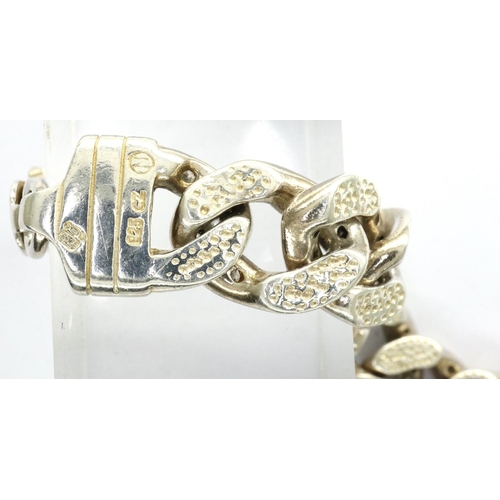 48 - 925 silver stone set bracelet, L: 22 cm, 33g. P&P Group 1 (£14+VAT for the first lot and £1+VAT for ... 