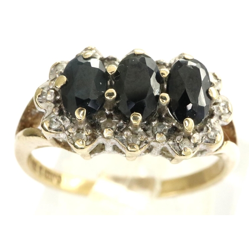 5 - 9ct gold ring set with diamonds and sapphires, size K, 2.0g. P&P Group 1 (£14+VAT for the first lot ... 