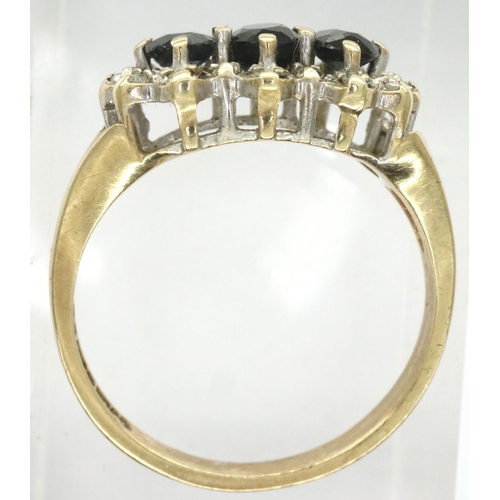 5 - 9ct gold ring set with diamonds and sapphires, size K, 2.0g. P&P Group 1 (£14+VAT for the first lot ... 