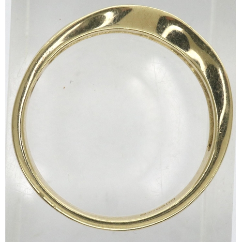 53 - 9ct gold CZ wishbone ring, size L, 1.8g. P&P Group 1 (£14+VAT for the first lot and £1+VAT for subse... 