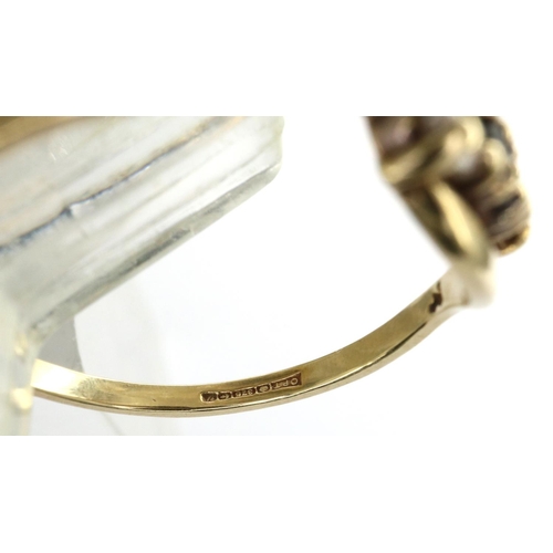 55 - 9ct gold sapphire and CZ set ring, size M, 1.2g. P&P Group 1 (£14+VAT for the first lot and £1+VAT f... 