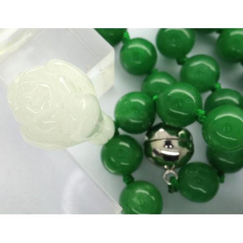 56 - Two modern Jade bead necklaces, largest L: 25 cm. P&P Group 1 (£14+VAT for the first lot and £1+VAT ... 