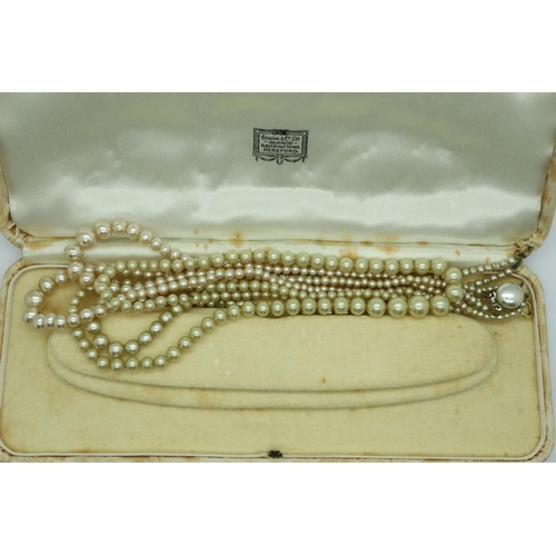 73 - Three sets of strung pearls, two single strand, one double. P&P Group 1 (£14+VAT for the first lot a... 