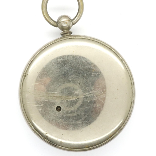 80 - White metal pocket barometer, Goliath size. P&P Group 1 (£14+VAT for the first lot and £1+VAT for su... 