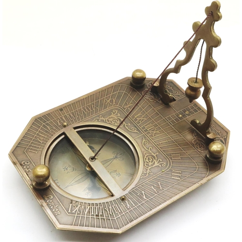 81 - Boxed brass sundial compass, stamped Cox London. P&P Group 1 (£14+VAT for the first lot and £1+VAT f... 